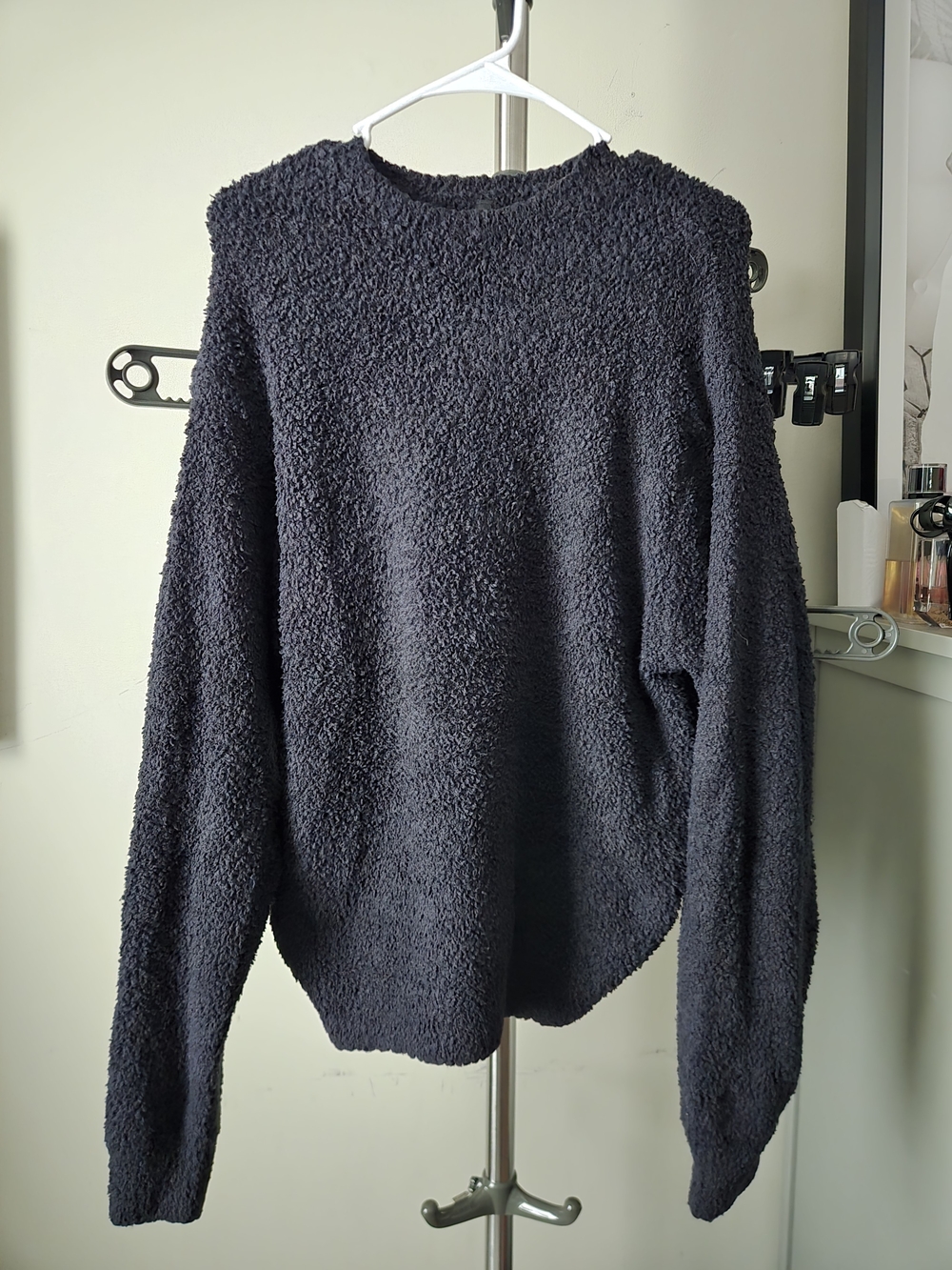 SKIMS Black Sherpa Crewneck Sweater